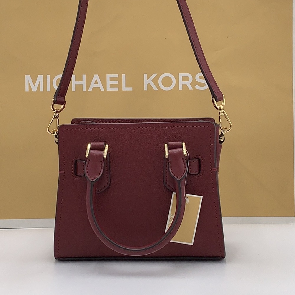 MICHAEL KORS HAMILTON XSMALL SATCHEL CROSSBODY DARK CHERRY COLOR - Picture 2 of 16